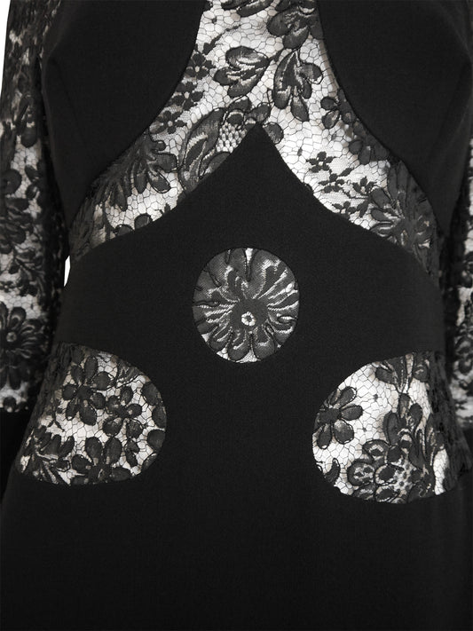 LOUIS FÉRAUD 1960s Space Age Cocktail Dress w/ Lace Insets Size S