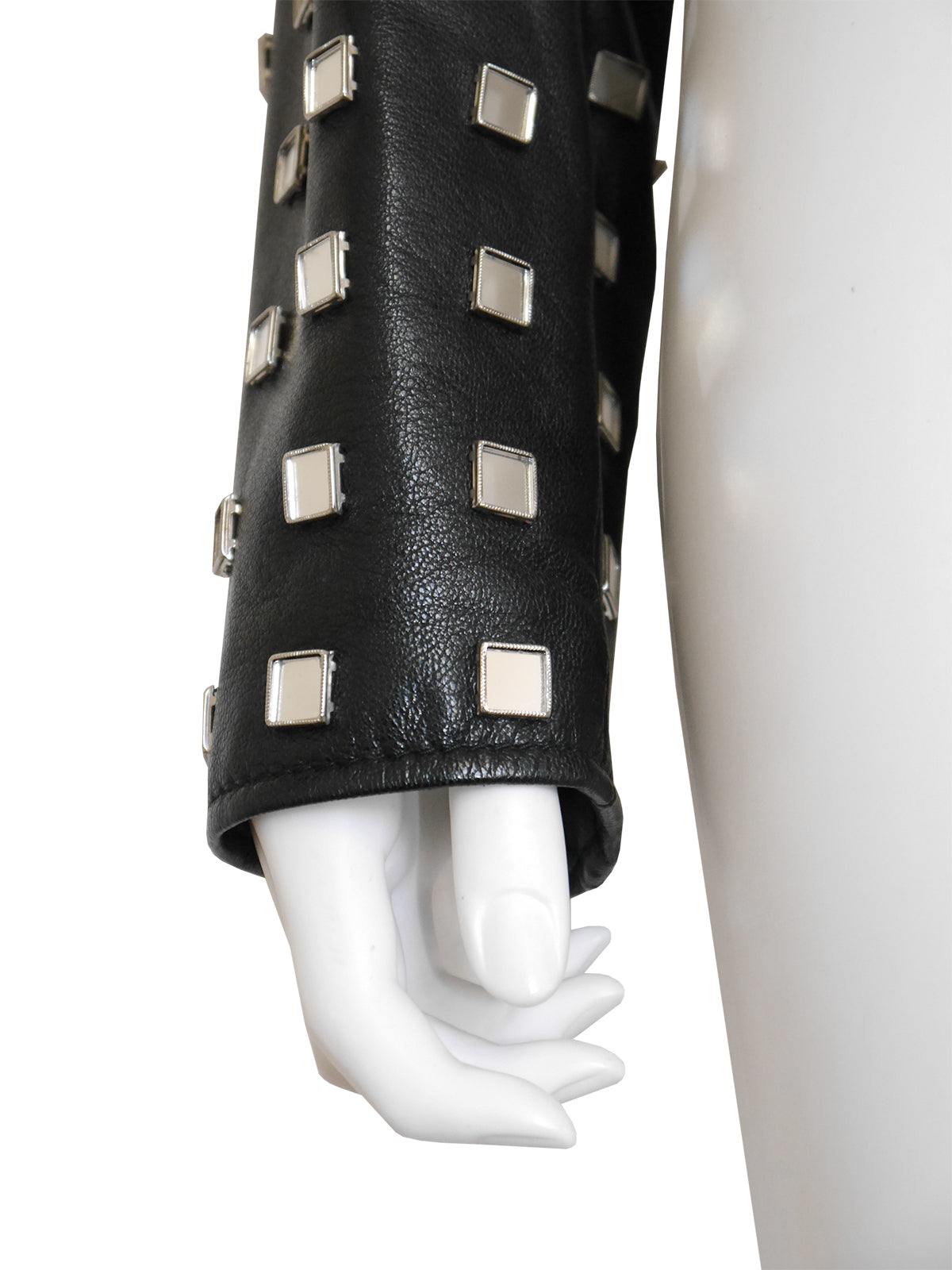MOSCHINO 1980s 1990s Vintage Mirrored Leather Moto Biker Jacket