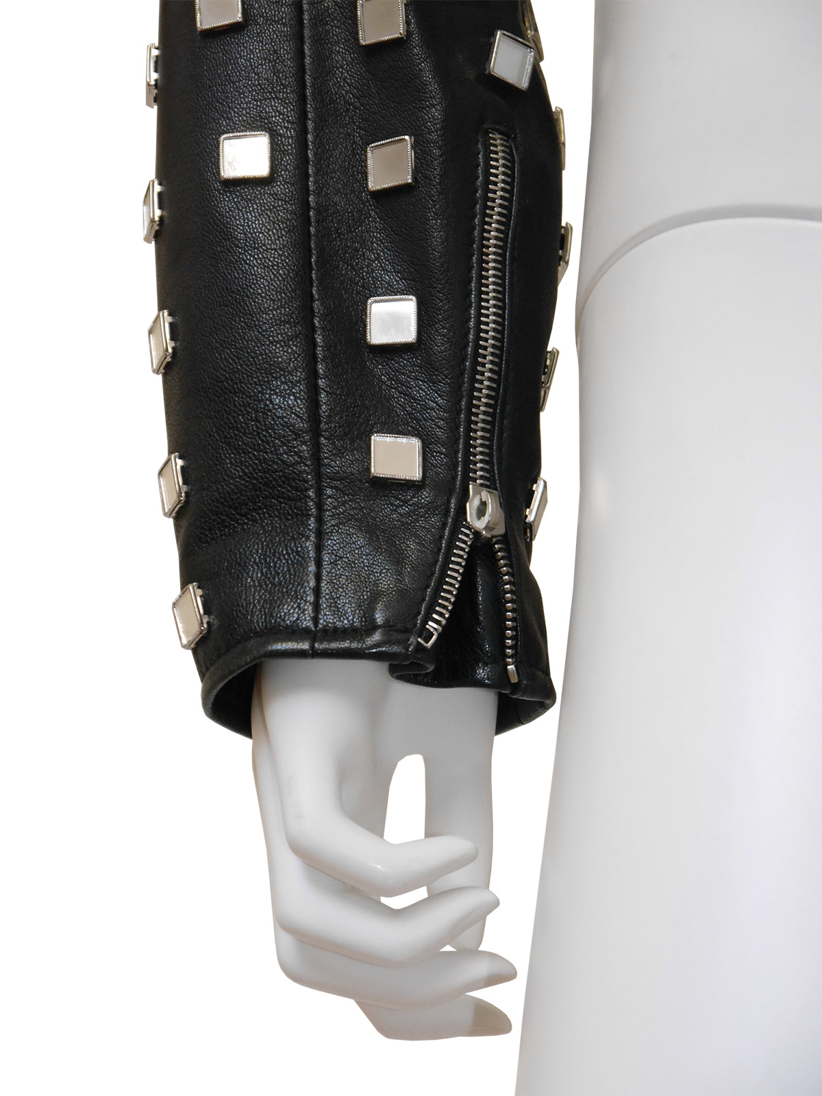 MOSCHINO 1980s 1990s Vintage Mirrored Leather Moto Biker Jacket