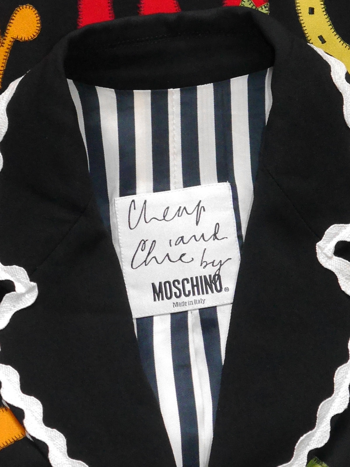 MOSCHINO c. Spring 1995 Vintage Novelty Jacket w/ Signature Appliqués