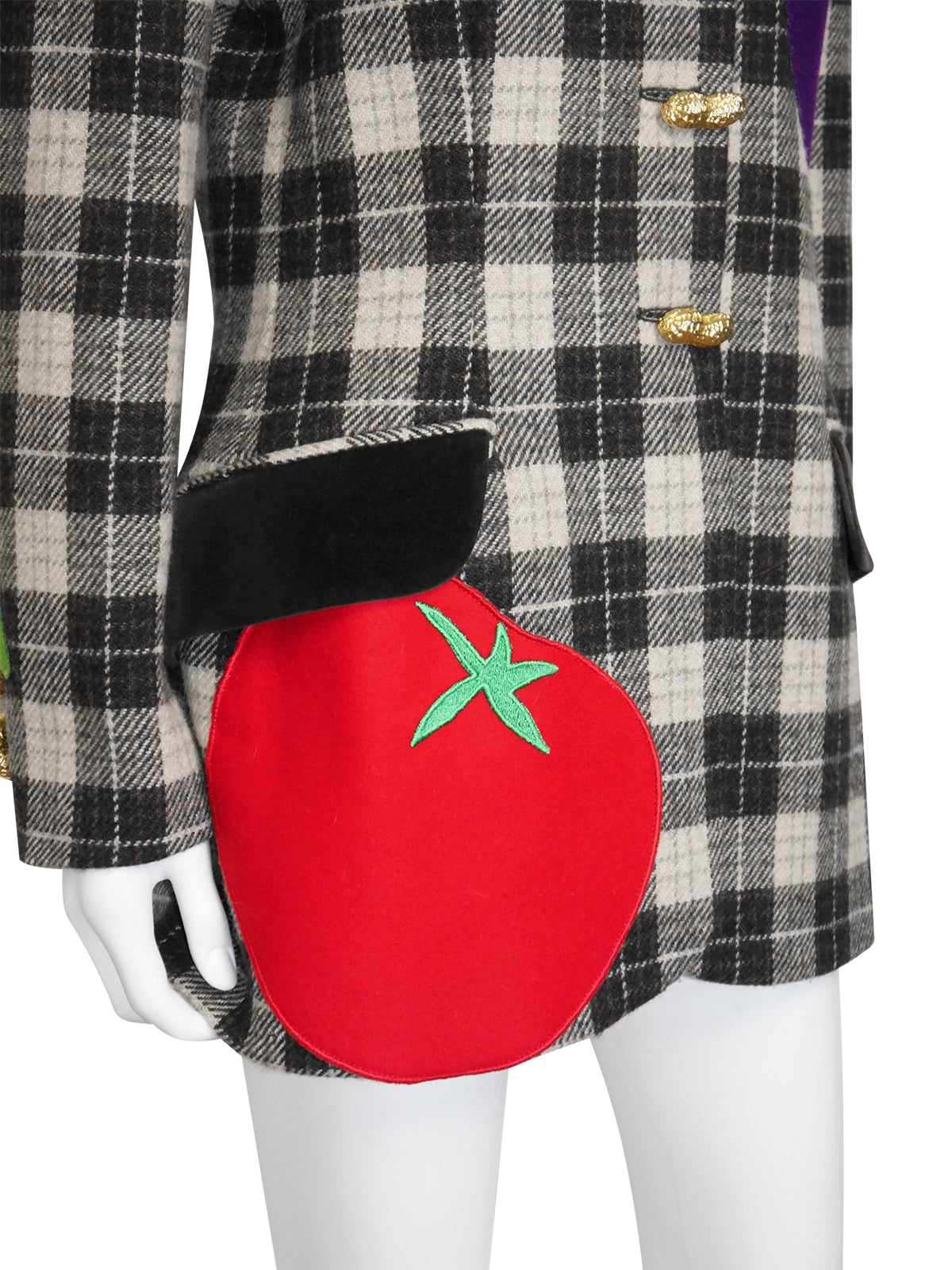 MOSCHINO 1990s Vintage Jacket Blazer Veggie Appliqués Peanut Buttons