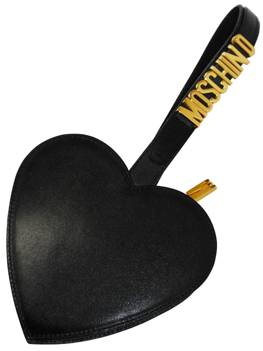 MOSCHINO by Redwall 1990s Vintage Black Heart Wristlet Evening Bag