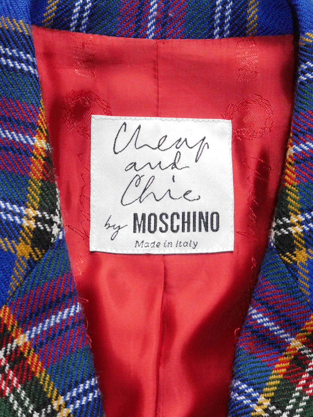 MOSCHINO Vintage Blue Checkered Tartan Faucet Jacket & Skirt Suit