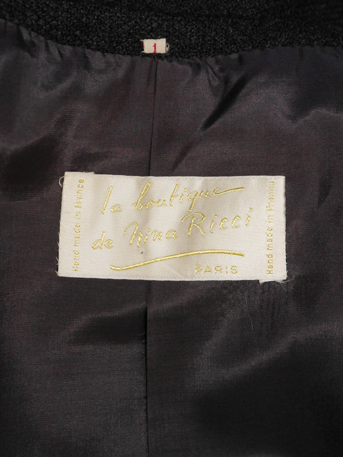 NINA RICCI c. 1960 Vintage Dress & Jacket Day Suit Grey Wool