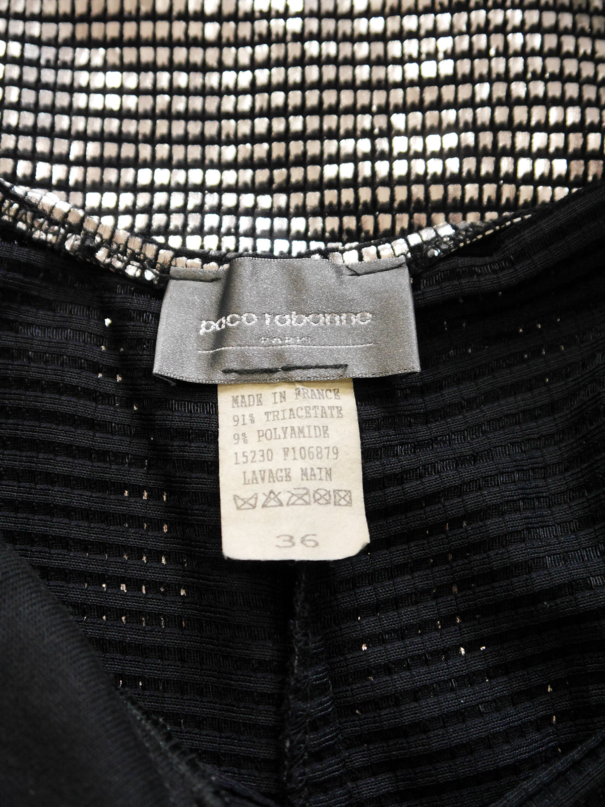 PACO RABANNE 1990s Vintage Liquid Silver Metallic Evening Dress