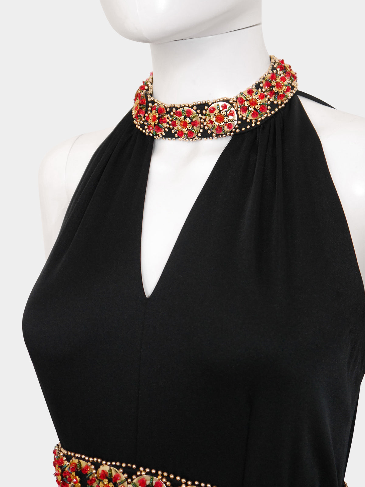 PIERRE BALMAIN 1960s 1970s Vintage Beaded Maxi Evening Goddess Gown Size S