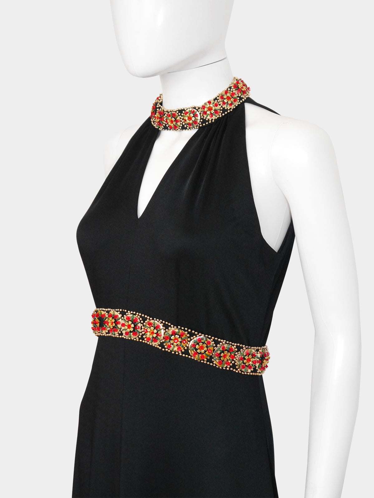 PIERRE BALMAIN 1960s 1970s Vintage Beaded Maxi Evening Goddess Gown Size S
