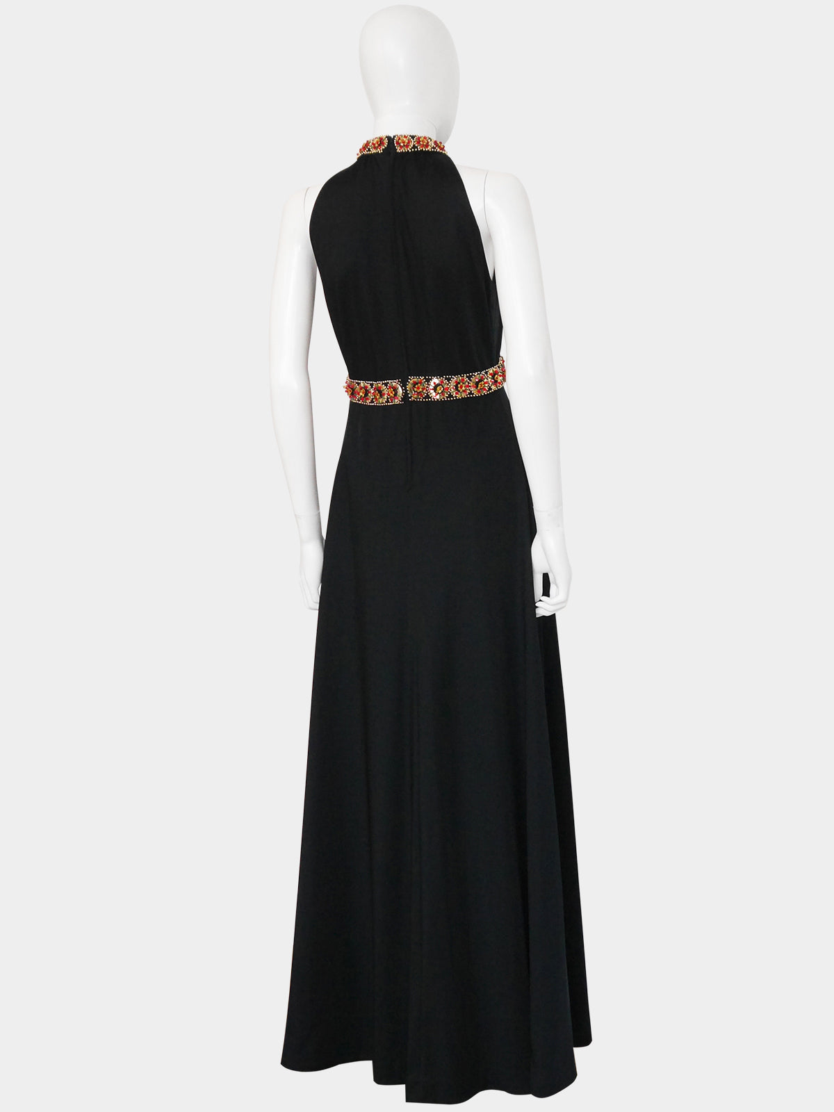 PIERRE BALMAIN 1960s 1970s Vintage Beaded Maxi Evening Goddess Gown Size S