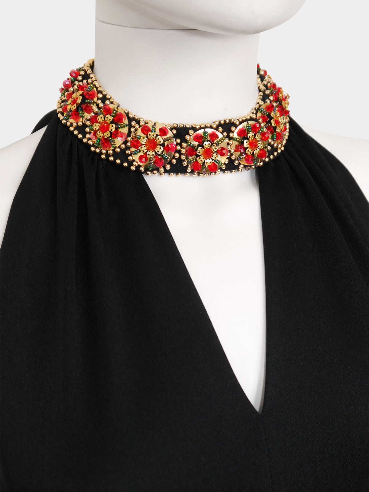 PIERRE BALMAIN 1960s 1970s Vintage Beaded Maxi Evening Goddess Gown Size S