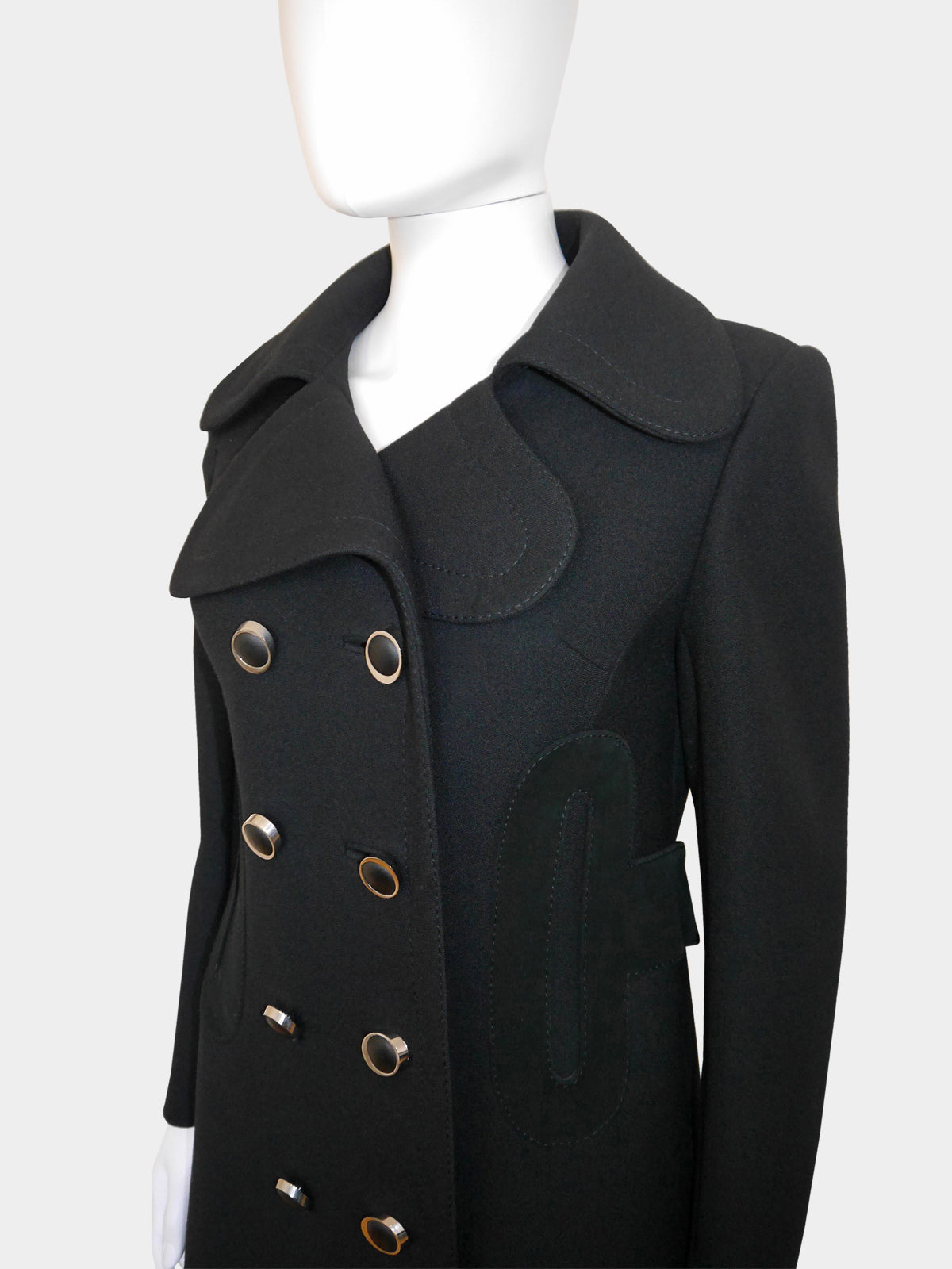 PIERRE CARDIN 1960s Vintage Wool & Suede Space Age Coat Size XS-S