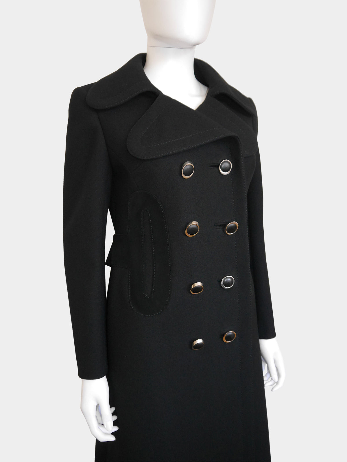 PIERRE CARDIN 1960s Vintage Wool & Suede Space Age Coat Size XS-S