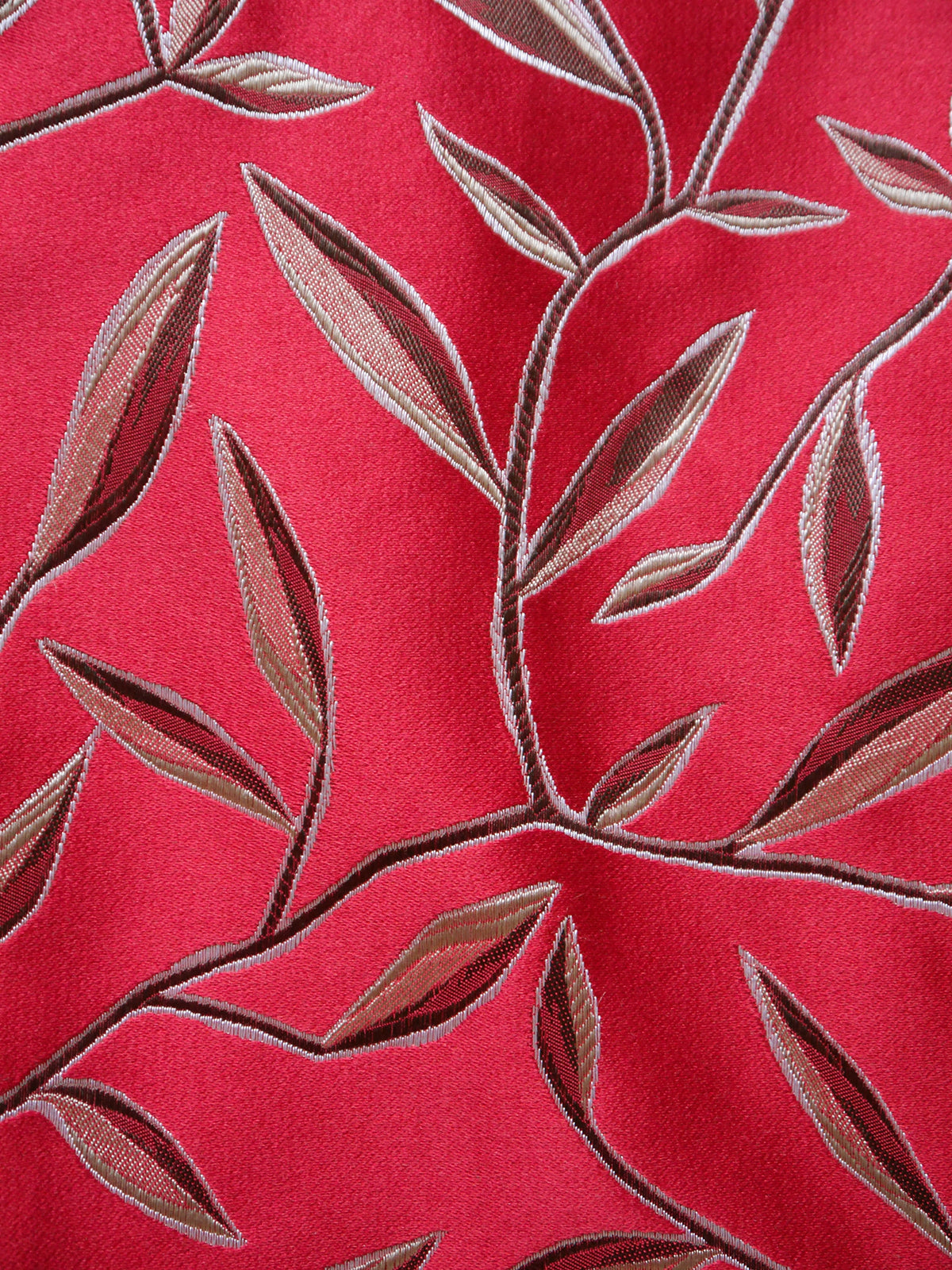 PRADA Spring 1997 1990s Vintage Chinoiserie Red Leaf Print Silk Dress