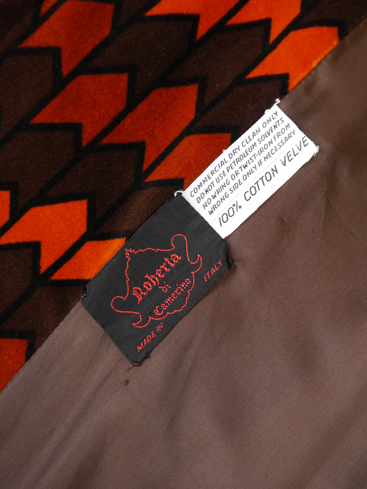 ROBERTA DI CAMERINO 1970s Vintage Trompe l'Oeil Maxi Velvet Coat