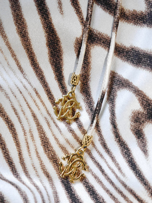 ROBERTO CAVALLI 2000s Vintage Backless Animal Print Silk Lace Evening Gown