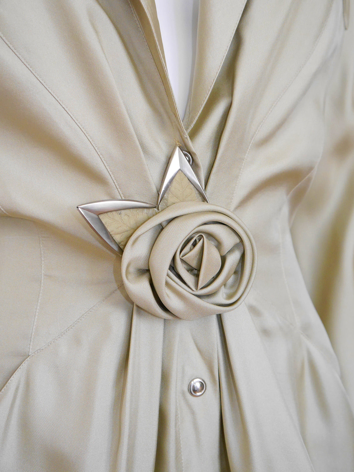 THIERRY MUGLER 1980s 1990s Vintage Pale Gold Silk Dress