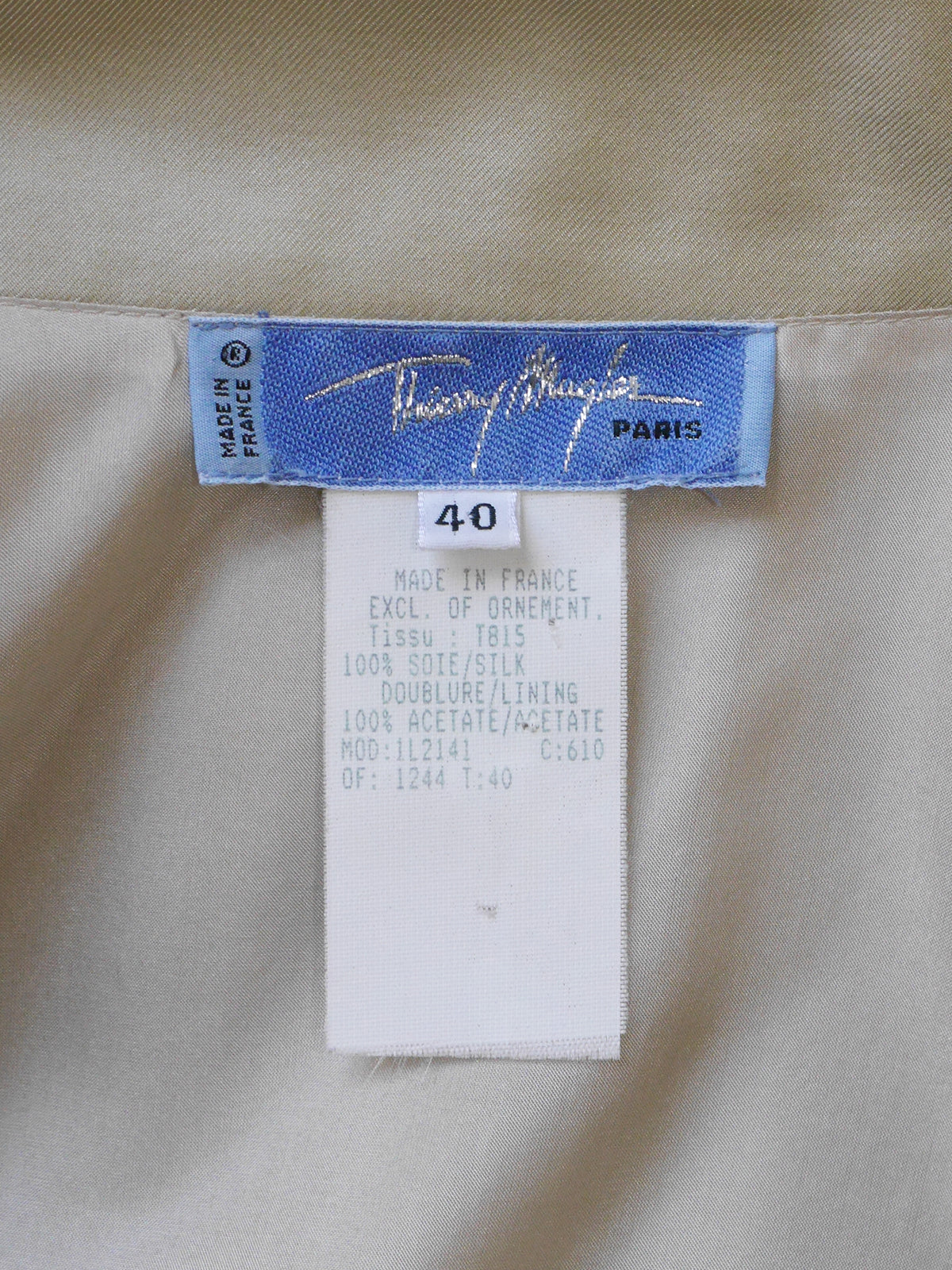 THIERRY MUGLER 1980s 1990s Vintage Pale Gold Silk Dress