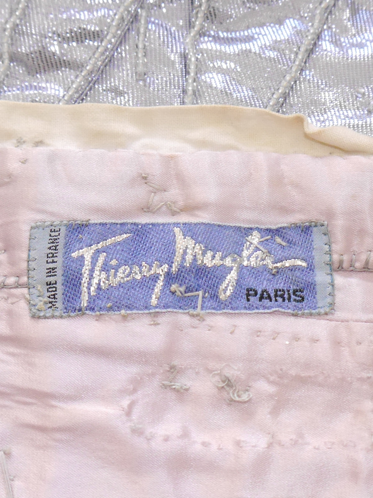 THIERRY MUGLER Spring 1989 Vintage Couture Beaded Bustier Top Metallic Silver