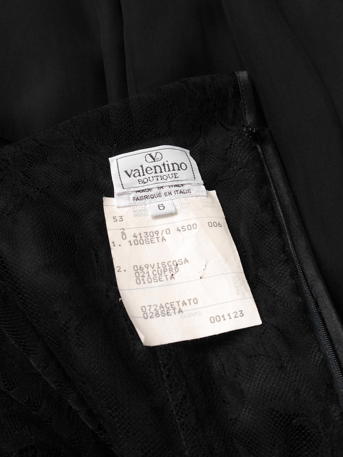 VALENTINO Vintage Black Lace & Silk Maxi Evening Gown