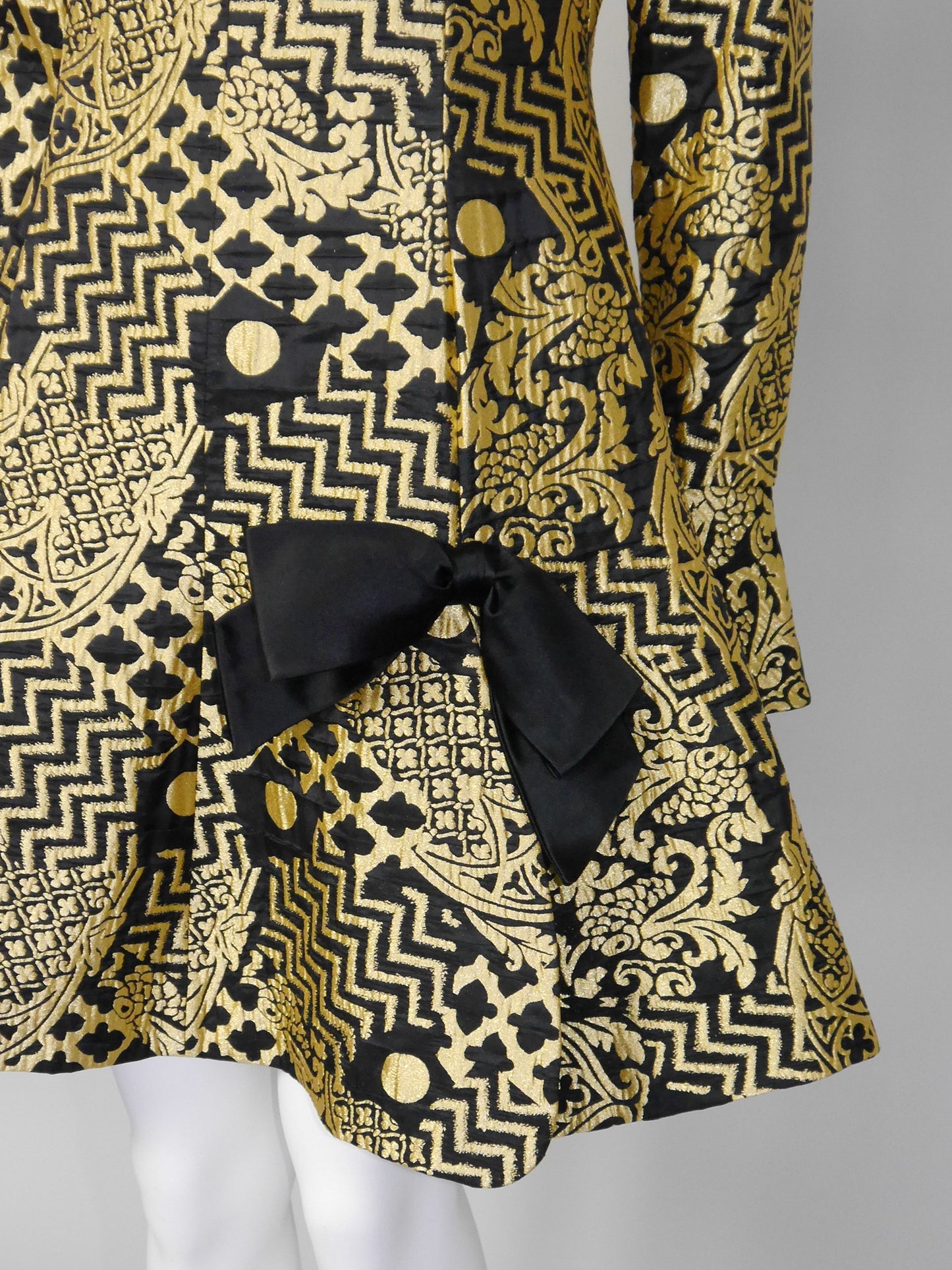 VALENTINO 1980s Vintage Gold Brocade Cocktail Evening Mini Dress Size S-M