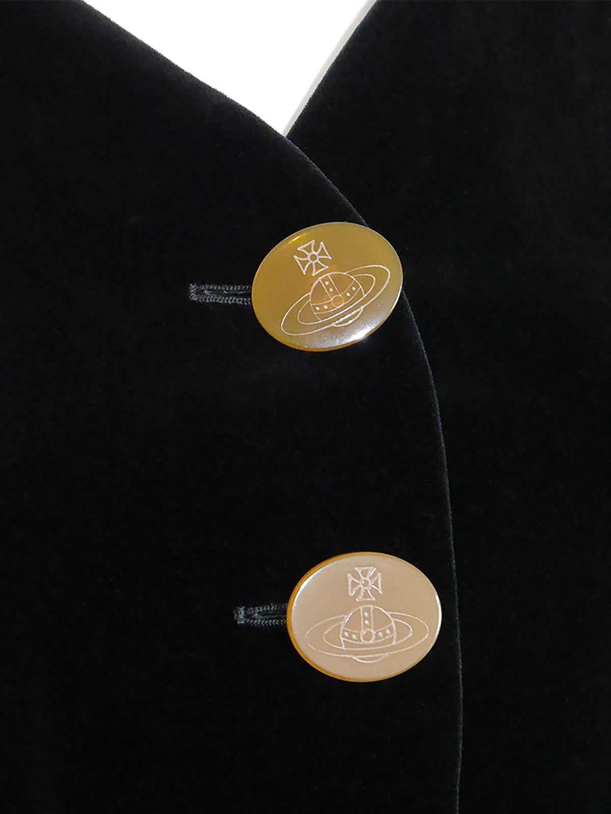 VIVIENNE WESTWOOD Fall 1991 Vintage Black Velvet Jacket w/ Orb Buttons Size M