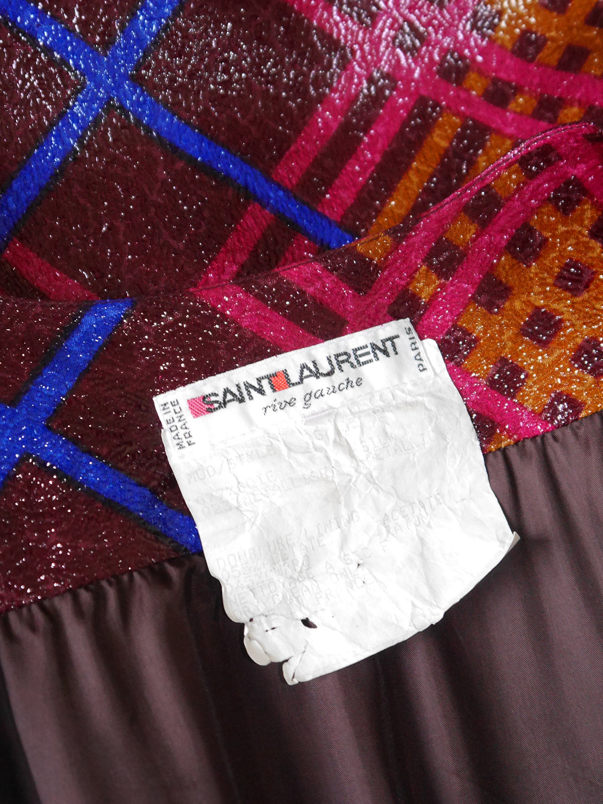 YVES SAINT LAURENT Fall 1985 Vintage Metallic Silk Lamé Evening Wrap Dress w/ Belt Size M // Sold