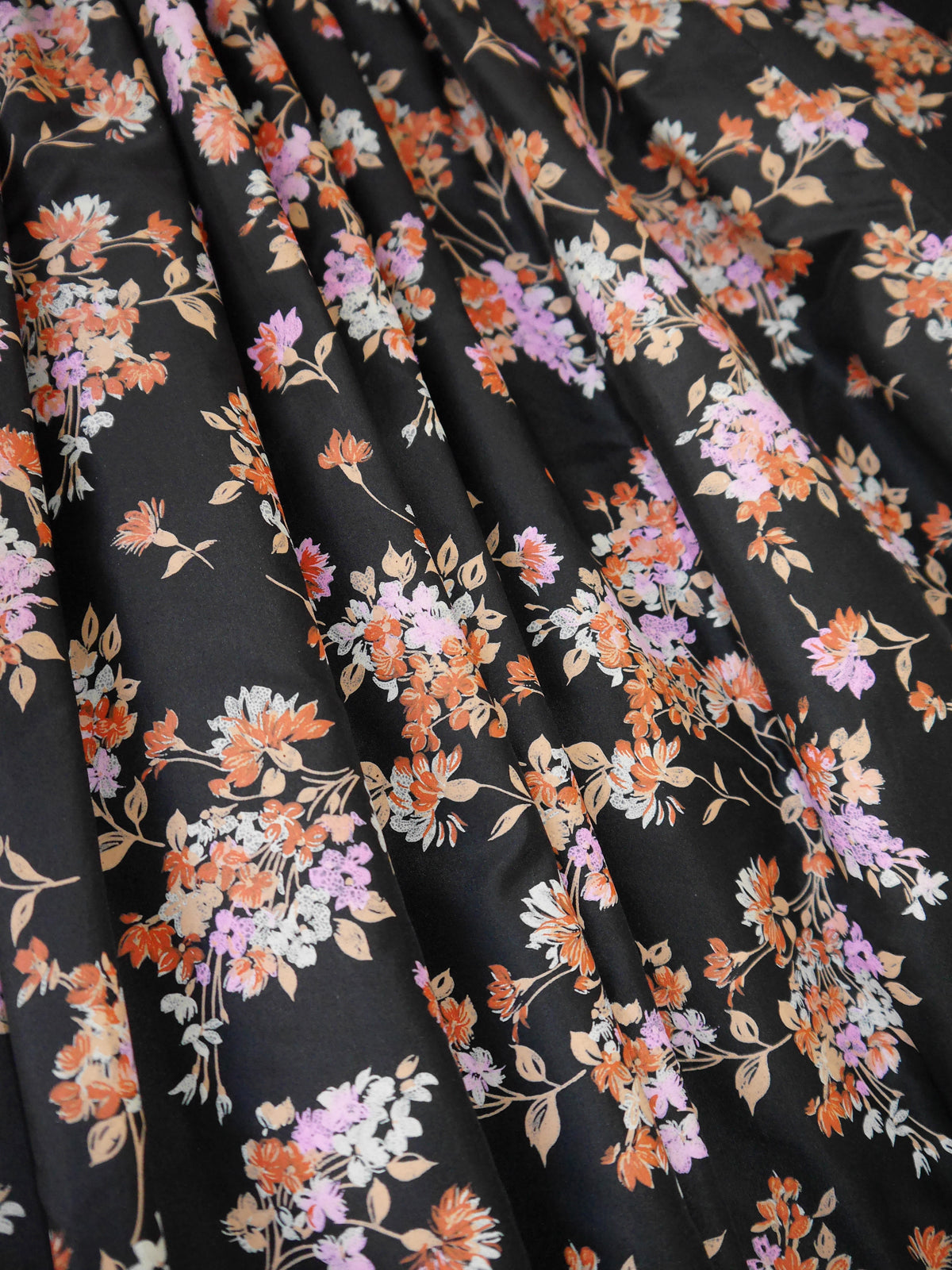 YVES SAINT LAURENT Fall 1977 Ruffled Floral Silk Evening Coat