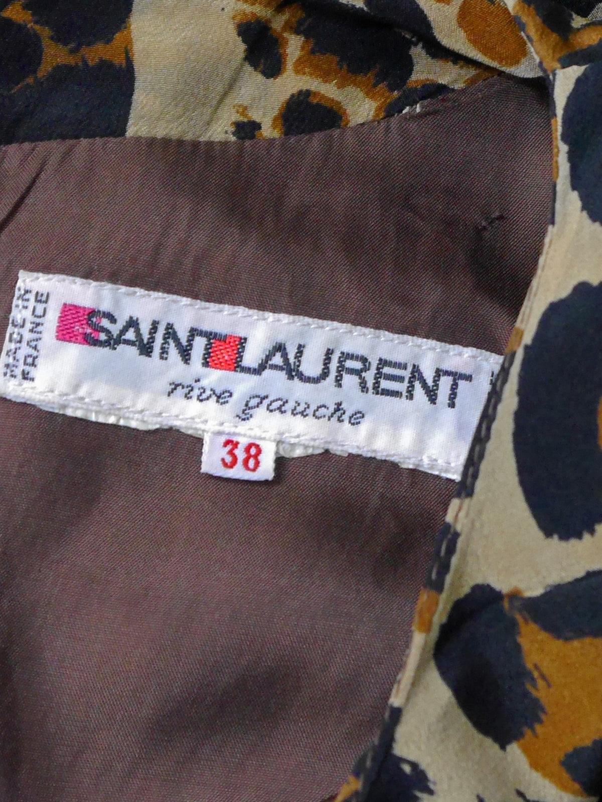 YVES SAINT LAURENT 1986 Vintage Leopard Print Silk Dress