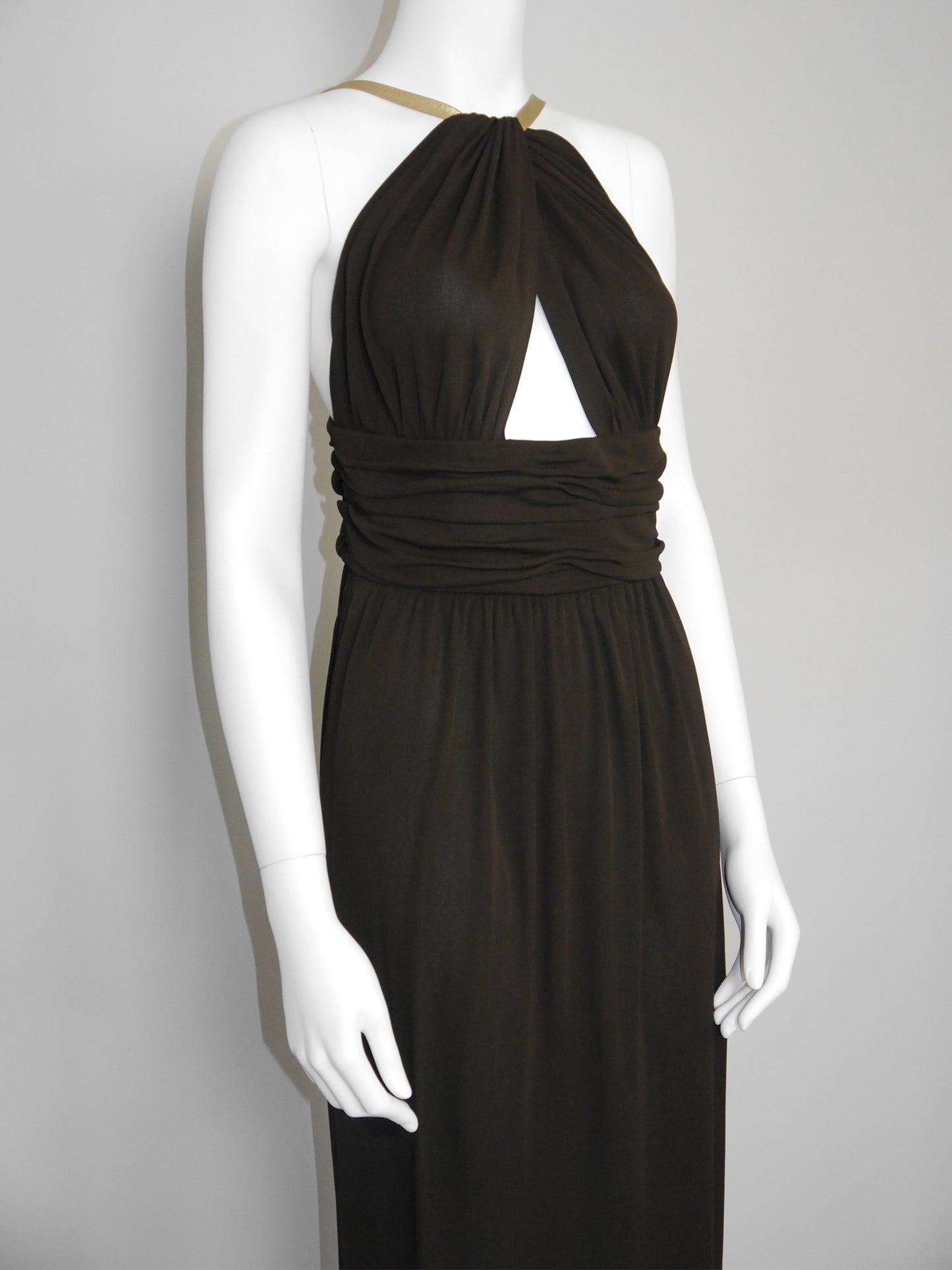 YVES SAINT LAURENT Fall 1975 Vintage Keyhole Maxi Evening Dress Goddess Gown