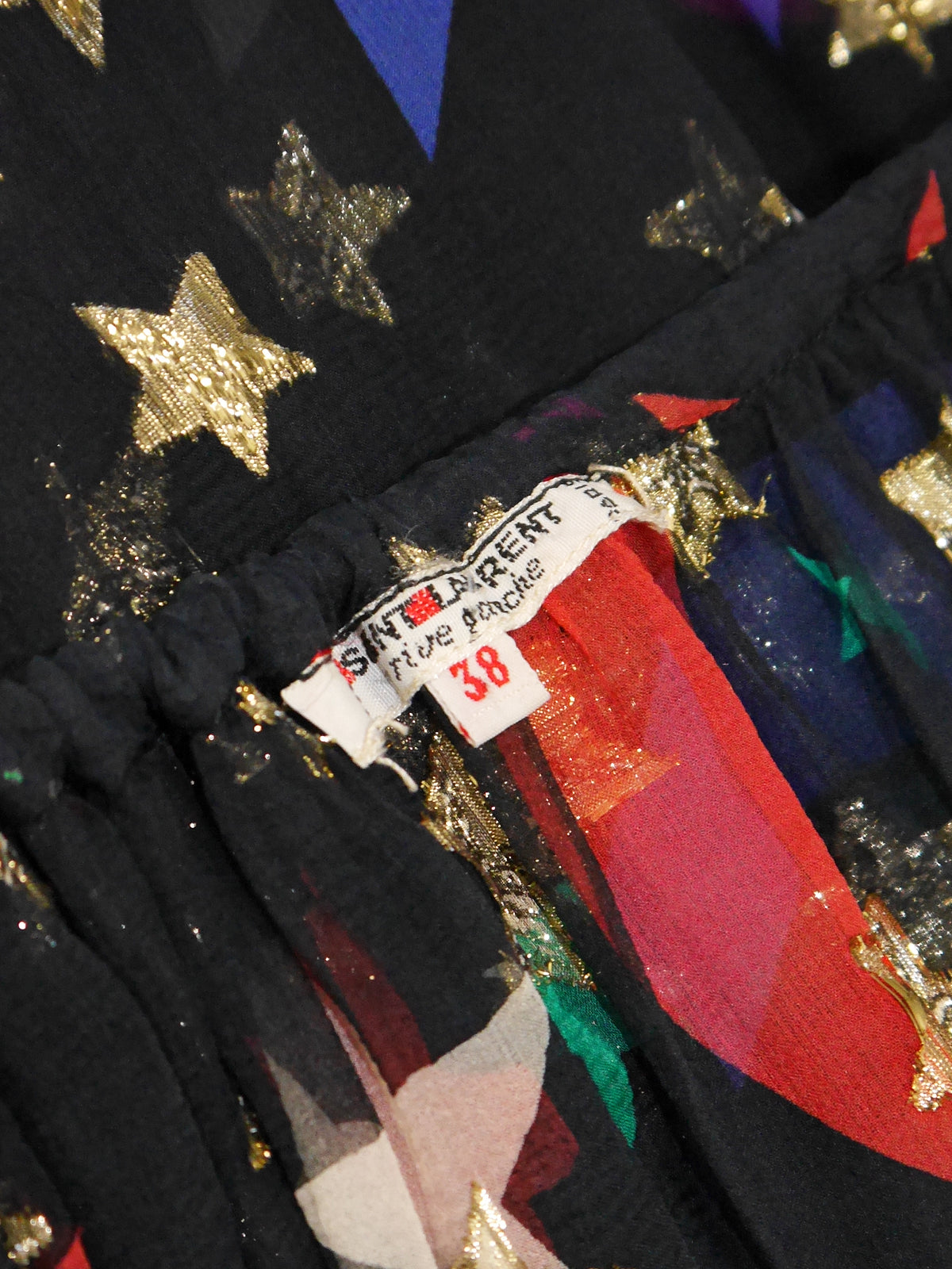 YVES SAINT LAURENT S/S 1979 Vintage Silk Dress Moon Star Print