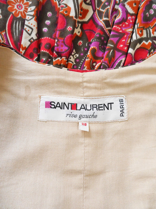 YVES SAINT LAURENT c. 1970 Vintage Ensemble Maxi Skirt Peplum Jacket