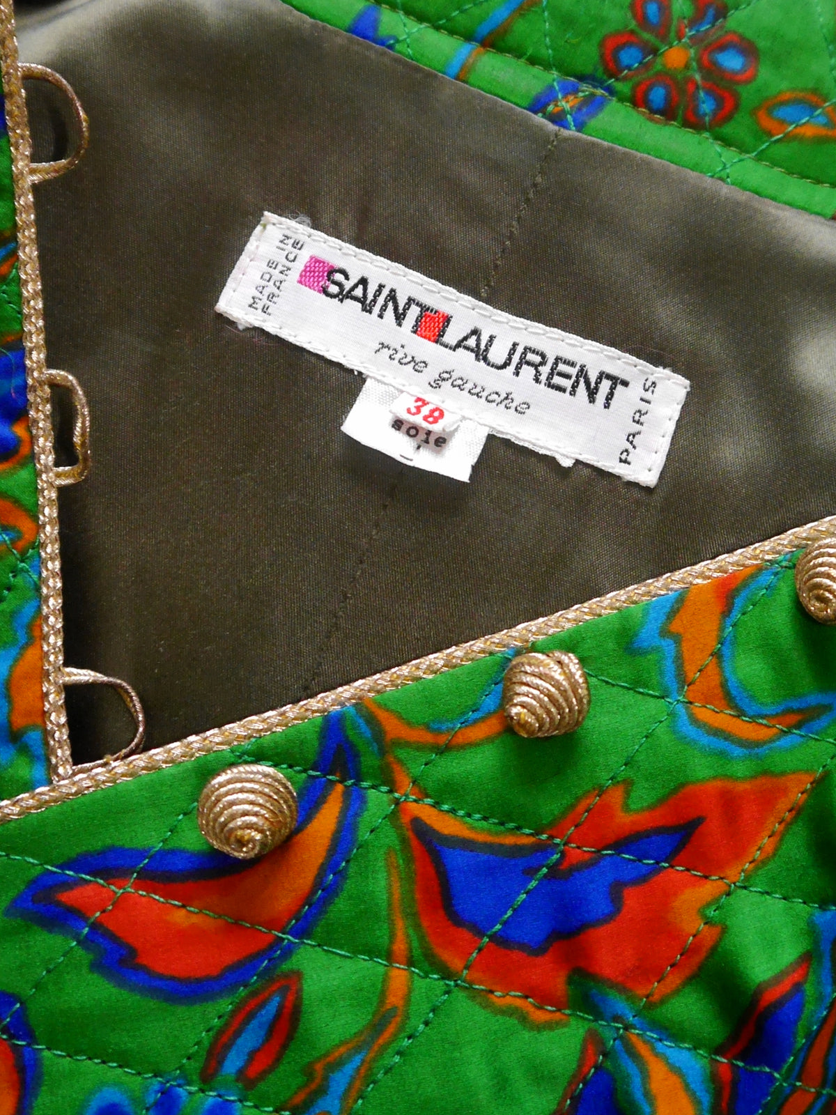 YVES SAINT LAURENT Fall 1976 Russian Collection Quilted Silk Jacket