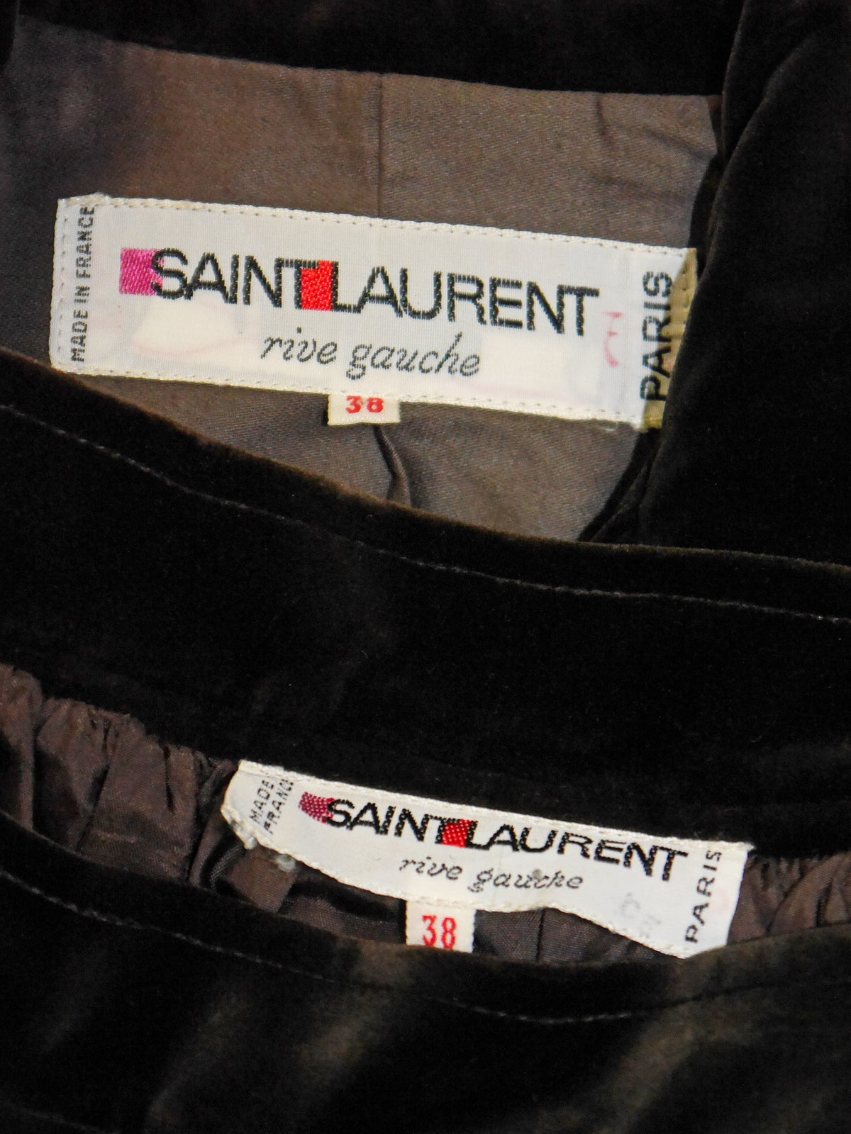 YVES SAINT LAURENT Vintage Brown Velvet Russian Jacket & Skirt Suit