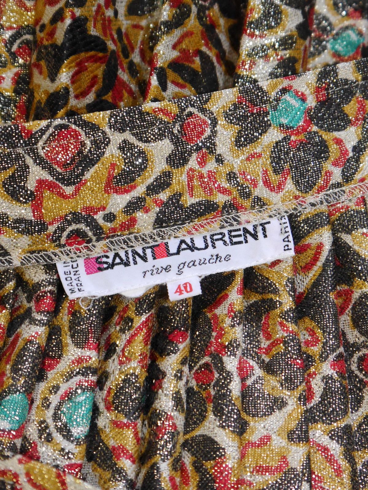 YVES SAINT LAURENT Fall 1984 Silk Lame Evening Ensemble Blouse & Maxi Skirt