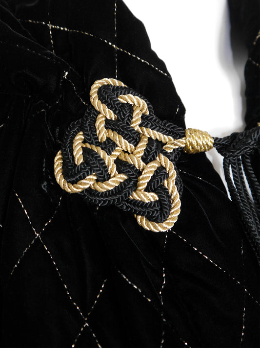 YVES SAINT LAURENT Fall 1977 Hooded Velvet Coat w/ Passementerie & Tassels
