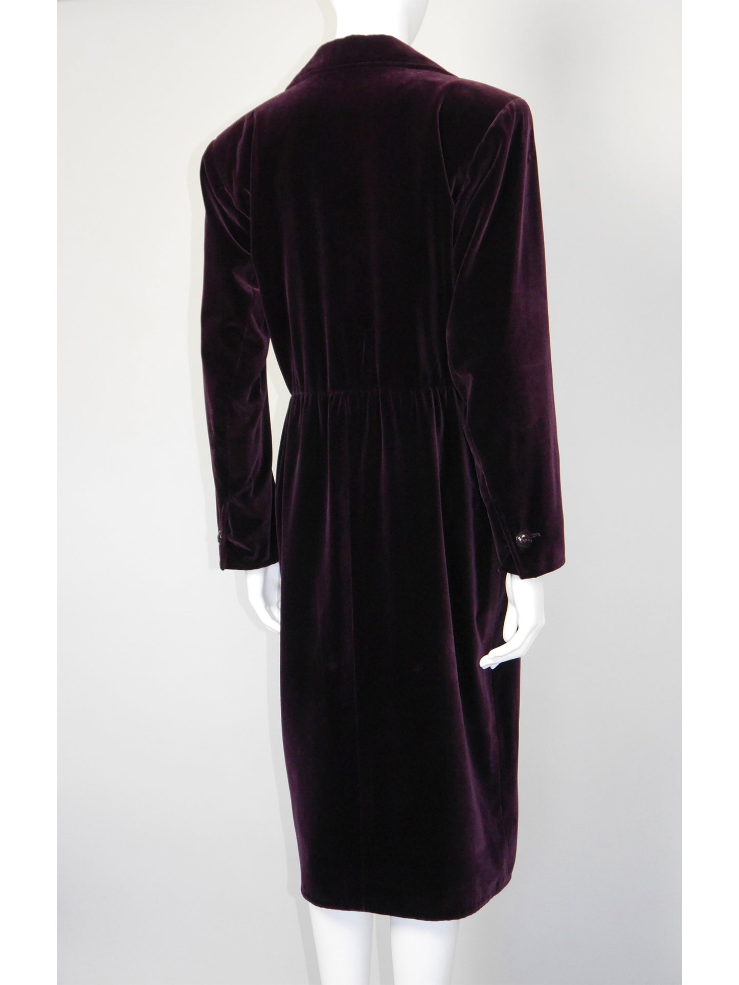 YVES SAINT LAURENT 1970s 1980s Vintage Dark Burgundy Velvet Coat Size S-M