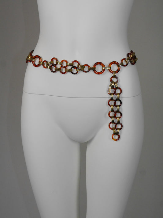 YVES SAINT LAURENT Vintage Lucite & Metal Chain Belt or Necklace Size XS-S