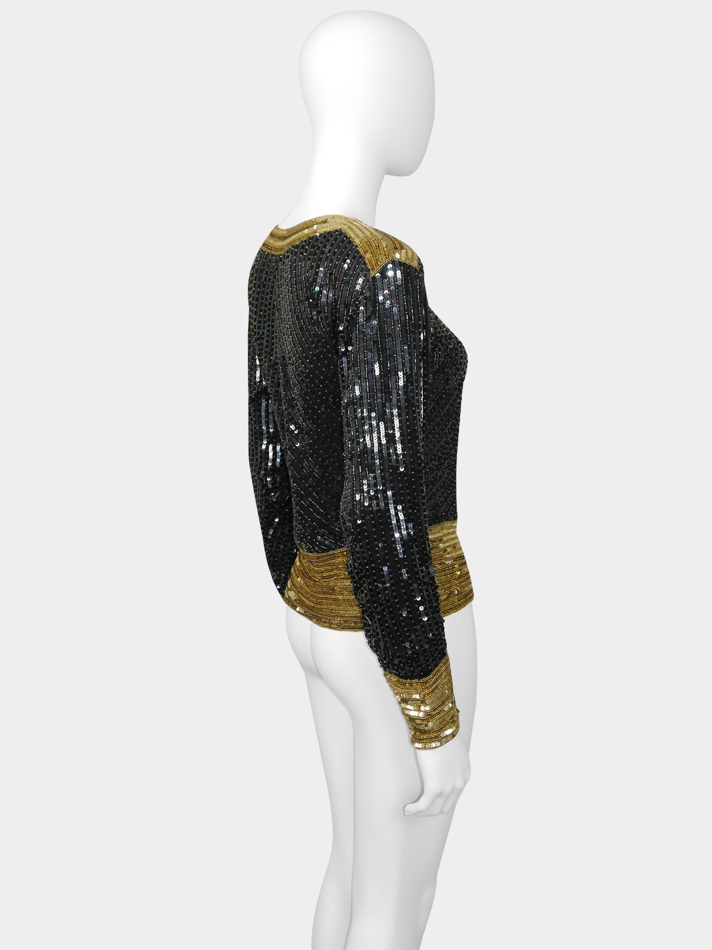 YVES SAINT LAURENT 1980s Vintage Beaded Sequined Evening Top Size XS-S