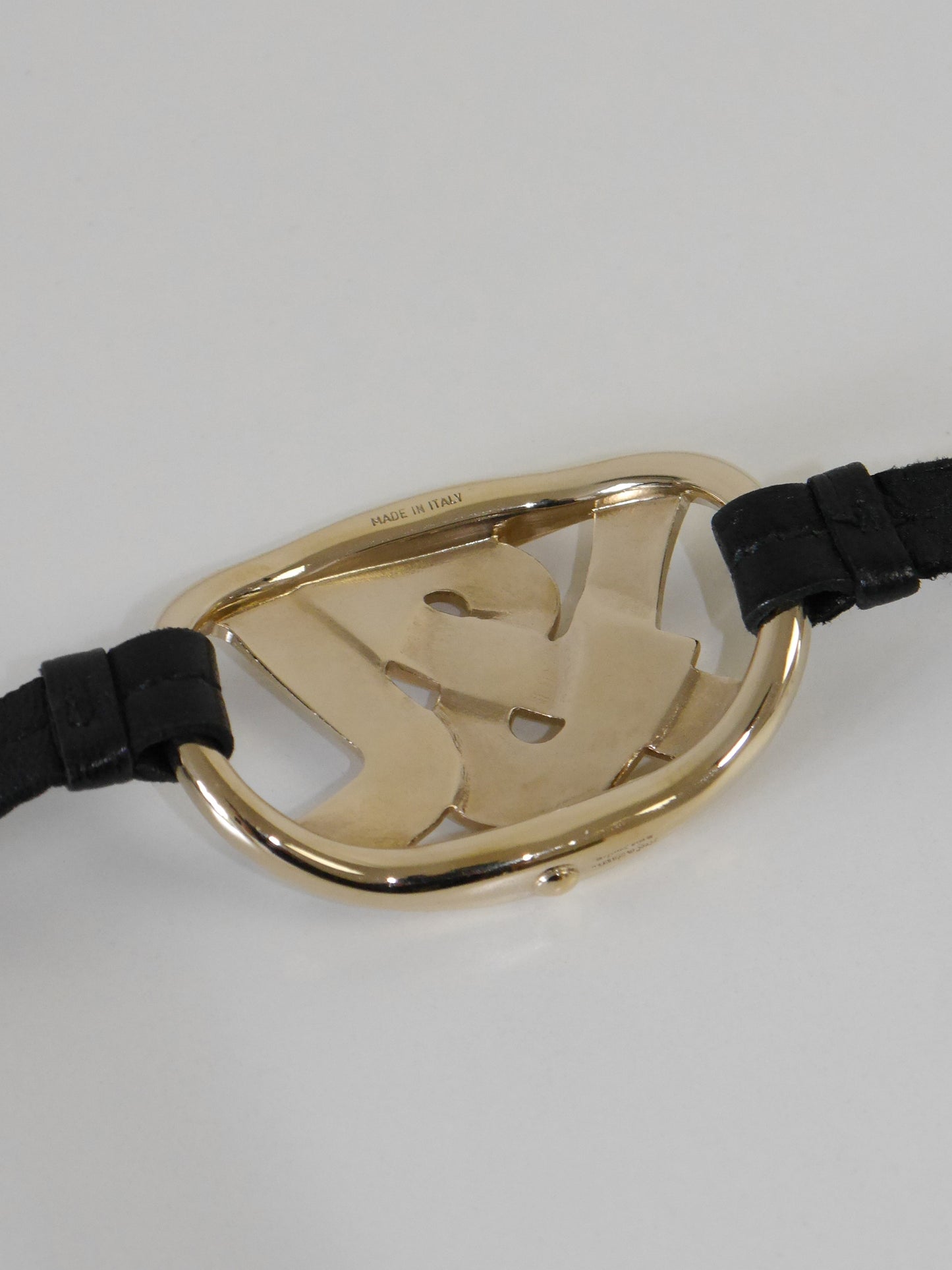 YVES SAINT LAURENT 2000s Vintage Leather & Metal Logo Bracelet, Choker Necklace Or Belt