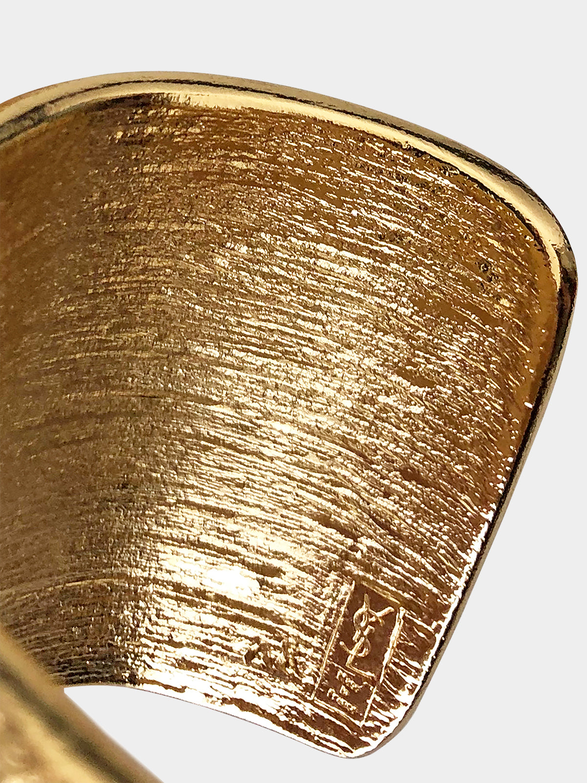 YVES SAINT LAURENT Vintage Textured Disc Necklace, Cuff Bracelet & Earrings Jewelry Set