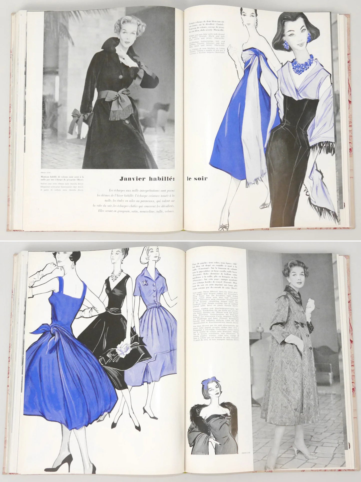 Bound Vintage Fashion Magazine Issues - COLLECTIONS & LA DONNA 1956, 1957, 1958