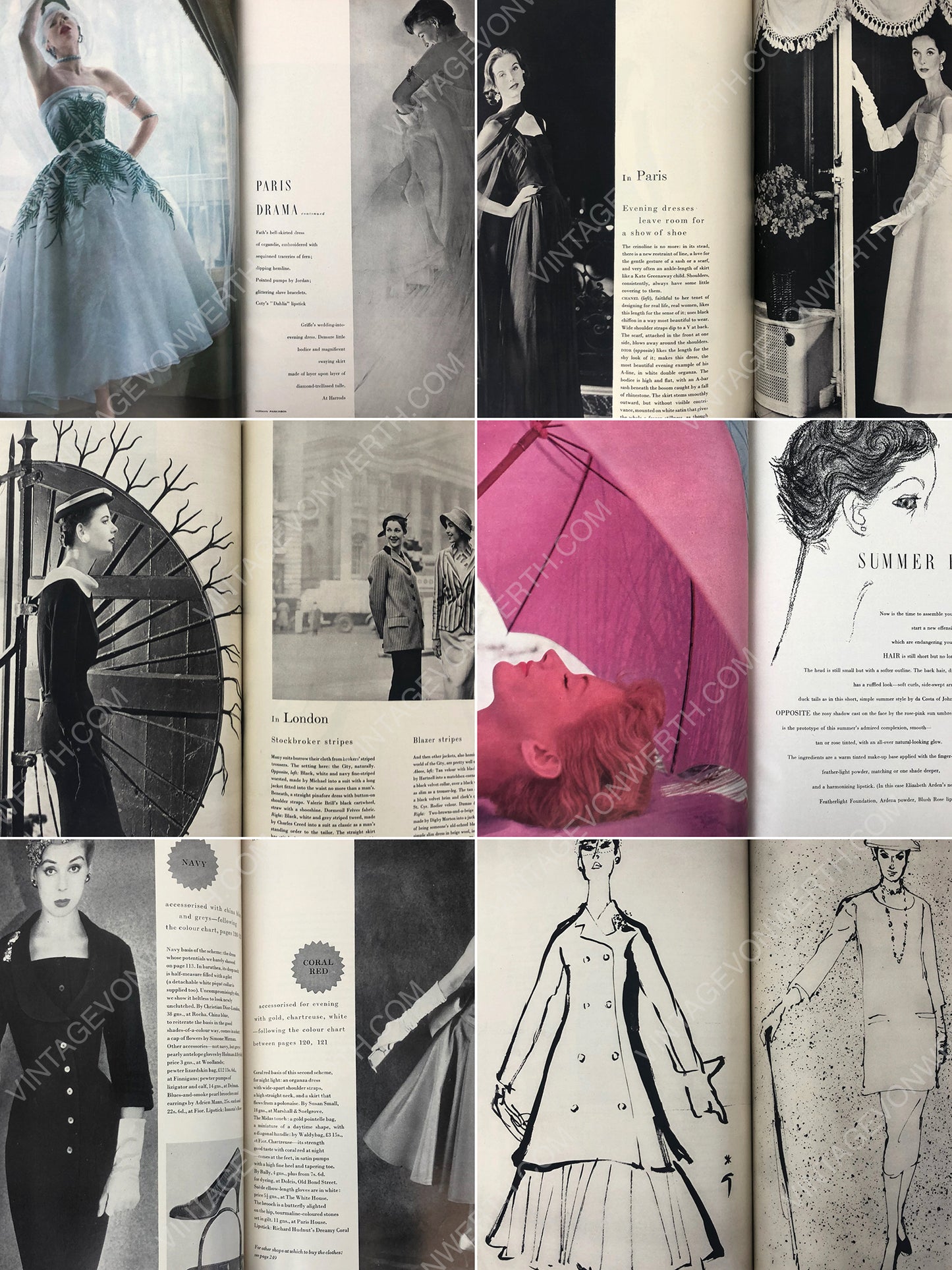 Bound Vintage Fashion Magazine Issues - VOGUE UK 1950 & 1955