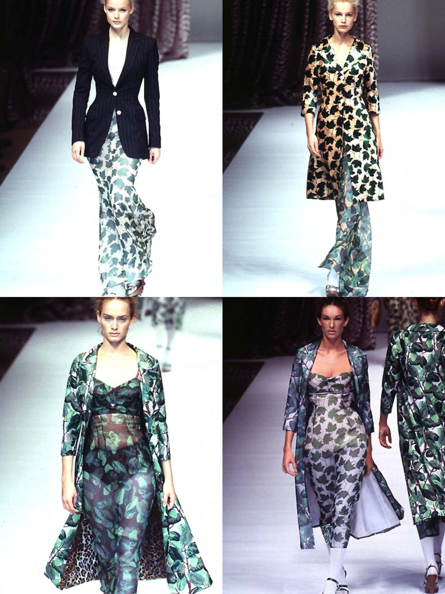 DOLCE & GABBANA Spring 1997 Vintage Leaf Print Silk Maxi Skirt Size S-M