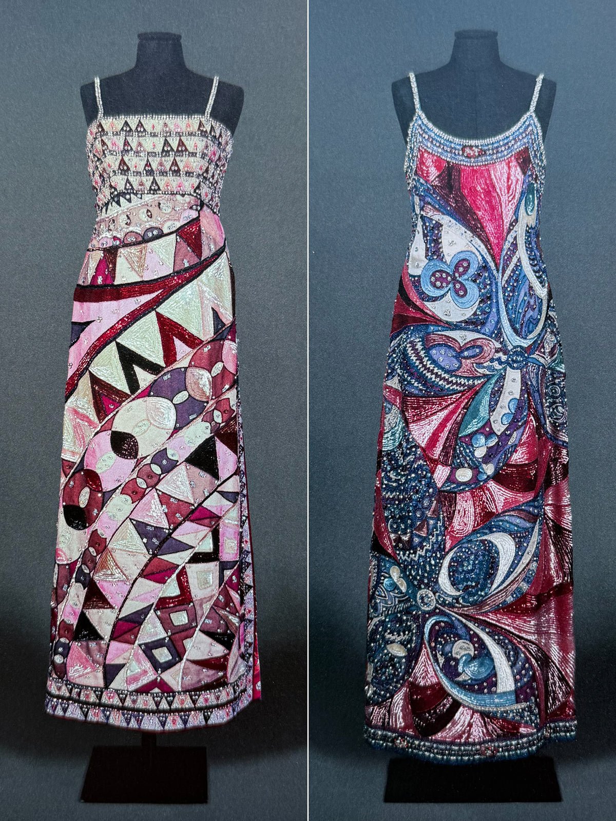 EMILIO PUCCI Vintage Couture Crystal Embellished Silk Evening Dress Size XXS