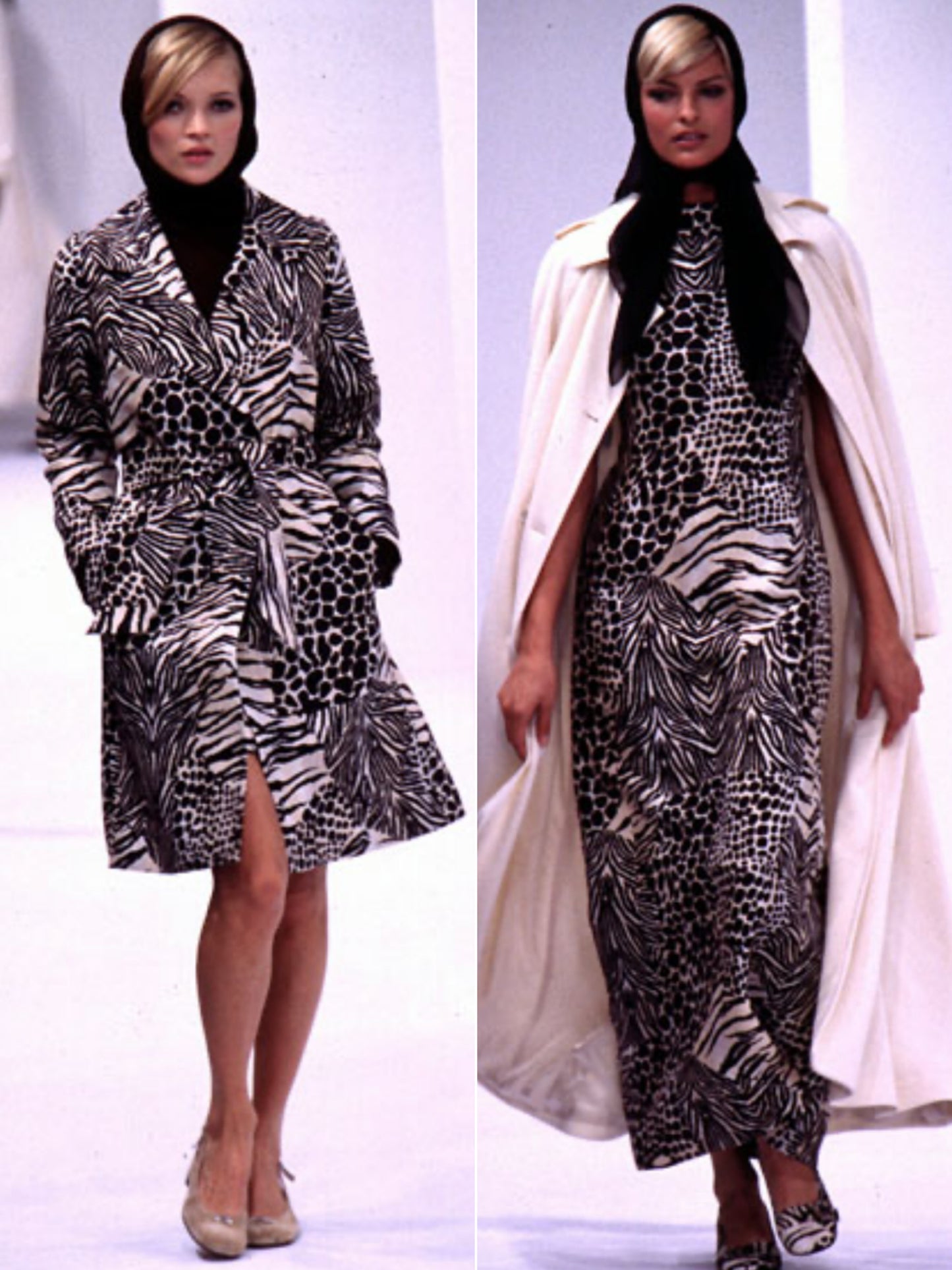 DOLCE & GABBANA Spring 1996 Vintage Animal Print Raw Silk Dress Size M