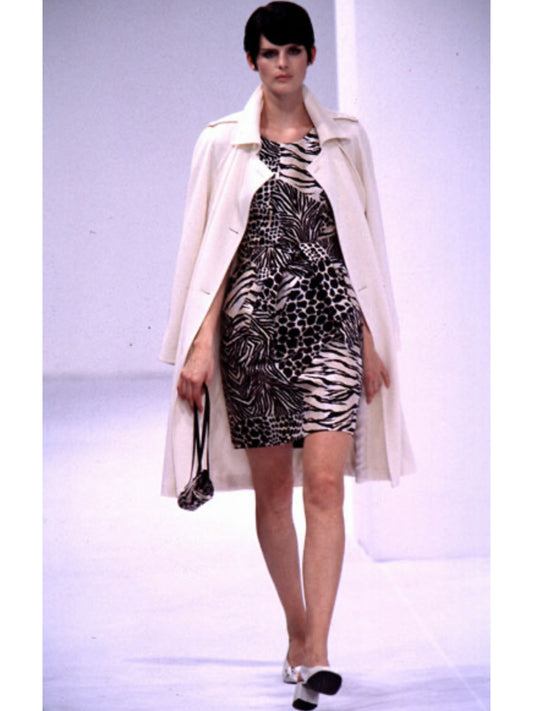 DOLCE & GABBANA Spring 1996 Vintage Animal Print Raw Silk Dress Size M