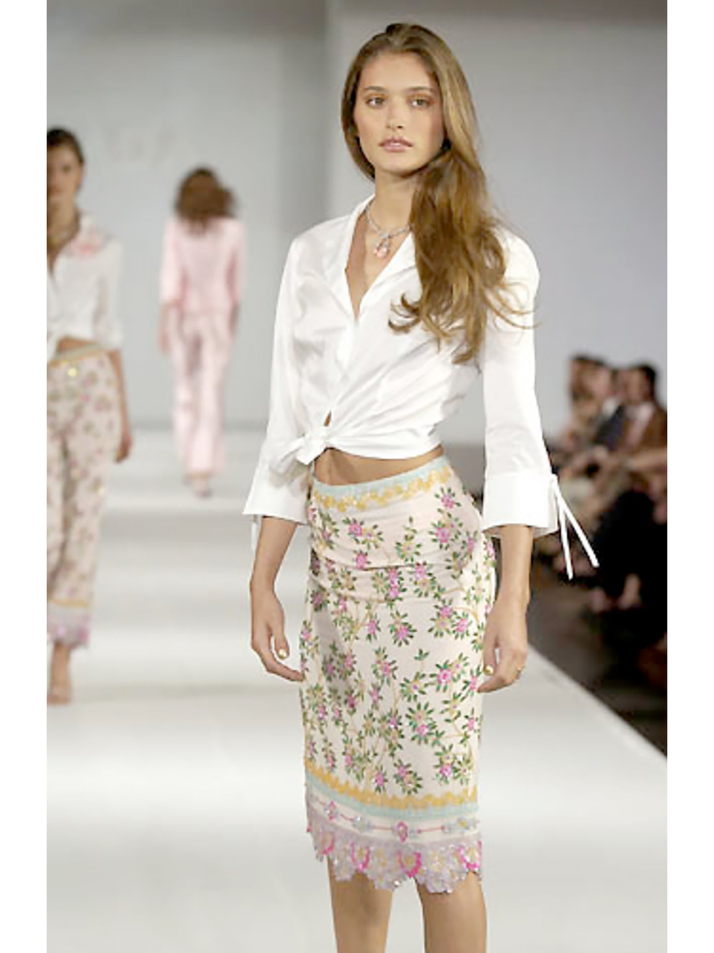 ESCADA Spring 2001 Vintage Pale Pink Beaded & Sequined Silk Skirt Size S-M