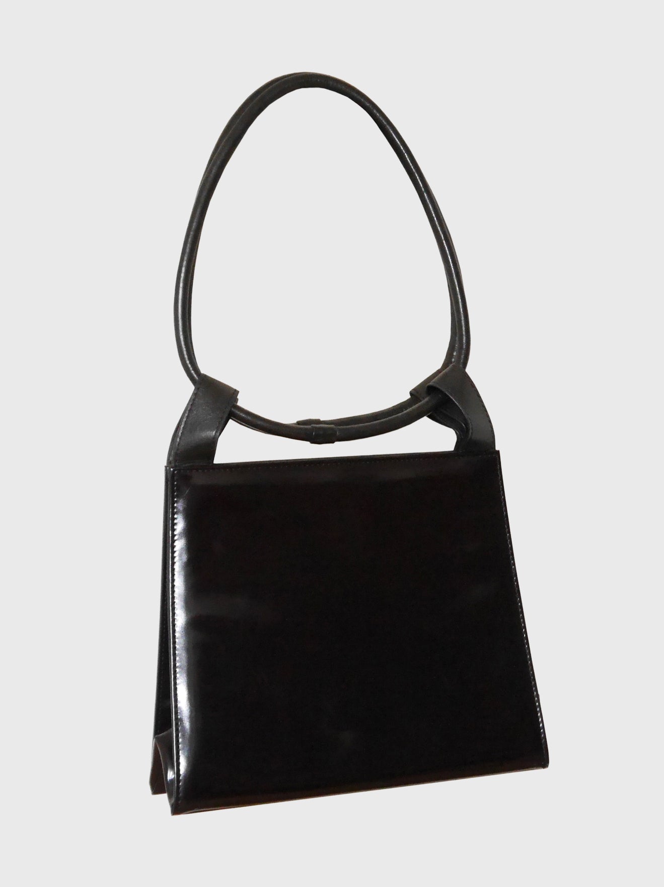 YVES SAINT LAURENT Rare Vintage Dark Brown Patent Leather Handbag