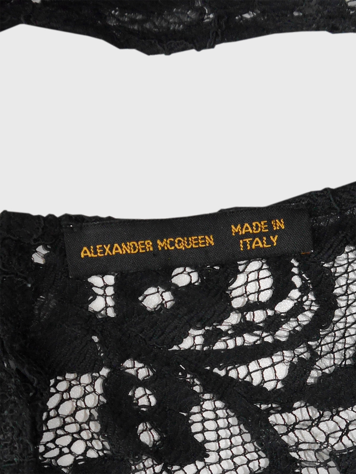 ALEXANDER MCQUEEN Spring 1999 Vintage Backless Halterneck Lace Dress w/ Belt