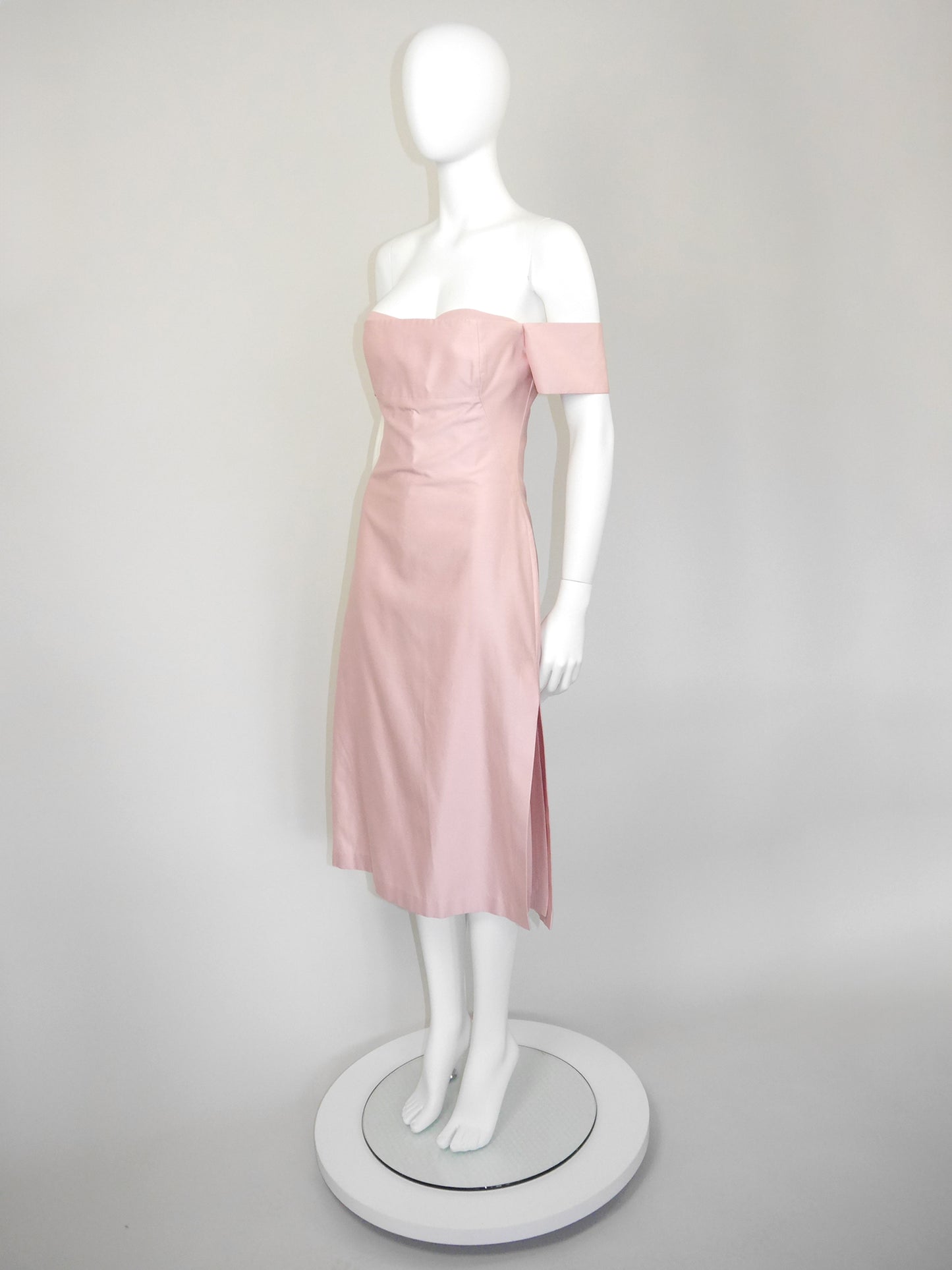 ALEXANDER MCQUEEN Spring 2001 "Voss" Vintage Pastel Pink Off-Shoulder Dress Size S