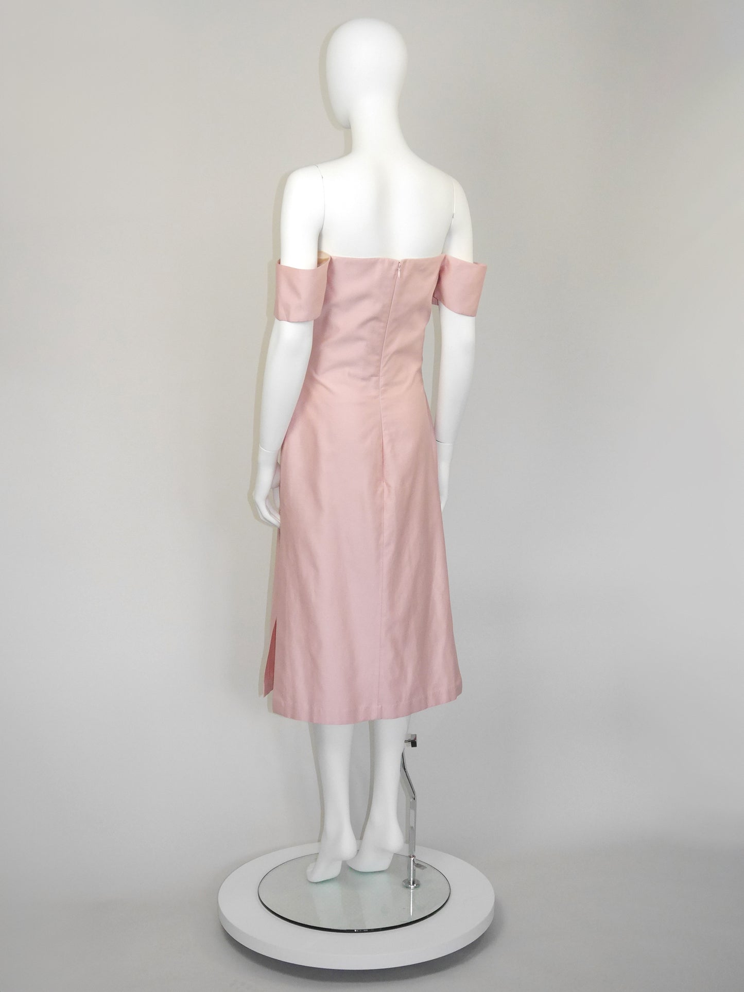 ALEXANDER MCQUEEN Spring 2001 "Voss" Vintage Pastel Pink Off-Shoulder Dress Size S